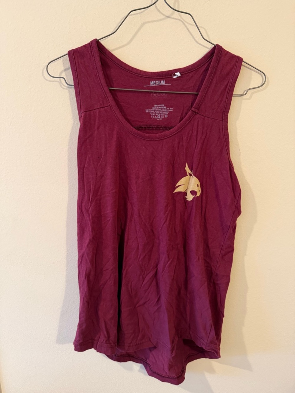 Maroon Women's Tank Top with Small Gold Logo
